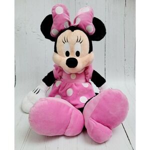 Disney Parks Minnie Mouse Plush Pink Polka Dot Dress Bow Soft Toy Stuffed Animal